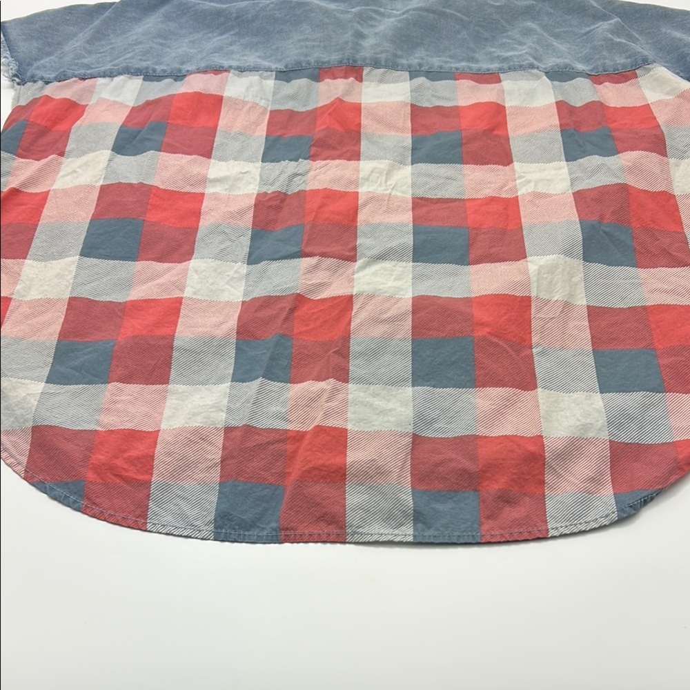 Cato Women's Boxy Shirt 22/24W Button Down Plaid Blue Red Dickie Sleeveless - Picture 11 of 12